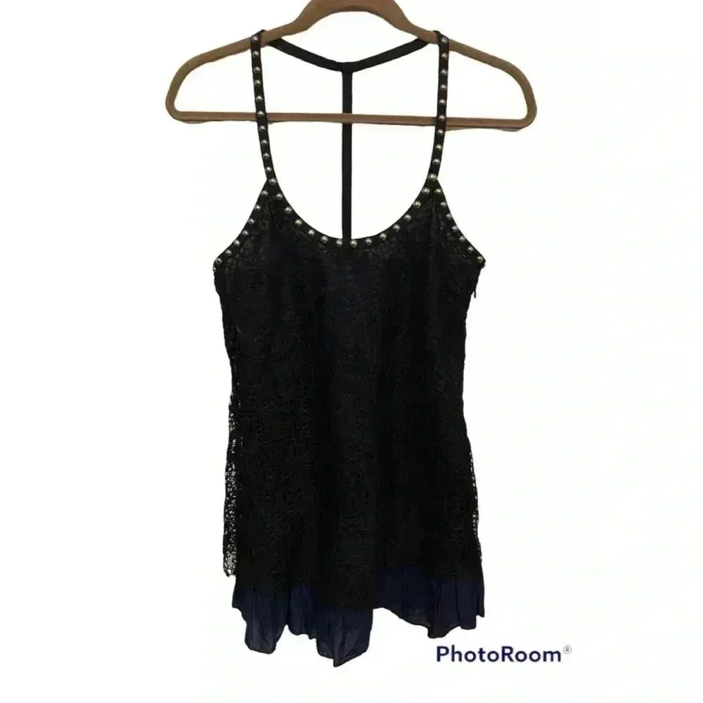Free People Womens Size 4 Studded Strap Lace Tunic Dress